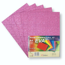 A4 Eva glitterskum, pink, bionedbrydelig. 5 stk.