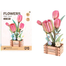 3D træpuslespil blomster tulipaner