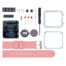 Kit de Relógio Eletrônico DIY, Display Digital de Tubo LED, Projeto de Solda DIY, Caixa Transparente 3V, Kit Eletrônico DIY, Rosa