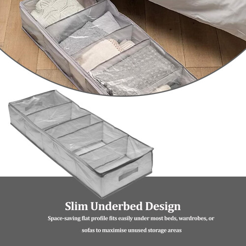 Addis Addis Underbed Storage Bag 5 Compartments Organiser Grey x 2Pack 2