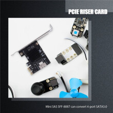 PCIE Riser Card PCIE 1X to SAS SFF-8087 SATA3.0 6Gbps Adapter Card Hard Drive Expansion Card for Chia Mining