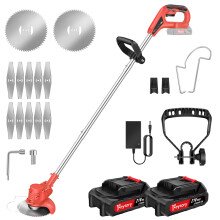 (With 1 Battery) 2-in-1 Electric Lawn Trimmer & Edger Metal Blade Cordless Weed Cutter for Garden Borders