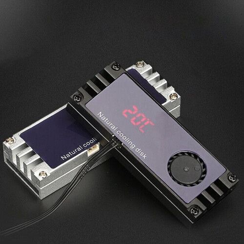 M2 SSD Heatsink Cooler Temperature OLED Digital Display M.2 2280 NVME SSD Solid State Hard Disk Radiator Heat Black 2