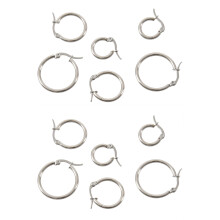 6 pairs 15mm 20mm 25mm Stainless Steel Hoop Earrings Set Woman Silver Color