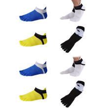 8 Pair Toe Socks No Show Five Finger Socks Cotton Athletic Running Socks for Men White+Yellow++Black