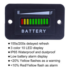 2X Cart Battery Meter 48V LED Battery Indicator Battery Gauge Battery Level Meter IP65 for Club Car,Fork Lifts