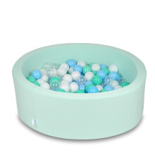 Tør pool 90x30cm mintgrøn med 200 bolde: lyseblå, transparent, mintgrøn, hvid