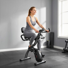 SPORTNOW 4-In-1 Folding Exercise Bike with Resistance Bands, Black