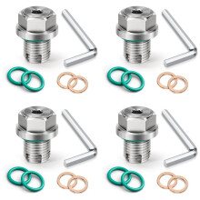 4 Set M14.1-1.5 X 15mm Oversize Piggyback Oil Drain Plug, Stainless Steel Self Tapping Oil Pan Thread Repair Kit