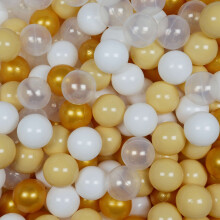 Legetøjsbolde ø7cm 300stk hvide, gennemsigtige, guld, beige