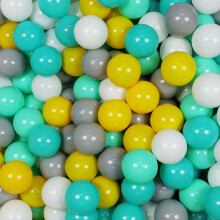 Játéklabdák ø7cm 300db sárga, menta, türkiz, fehér, szürke