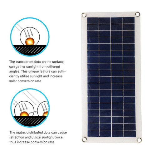 1X8W 12V Dual USB/ Flexible Solar Panel Efficient Car Battery Charge Camping