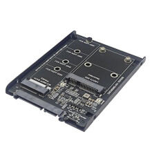 SSD Case Enclosure M2 + MSATA to SATA3.0 6Gb Adapter Riser Card Board with Metal Socket Support M.2 SSD MSATA