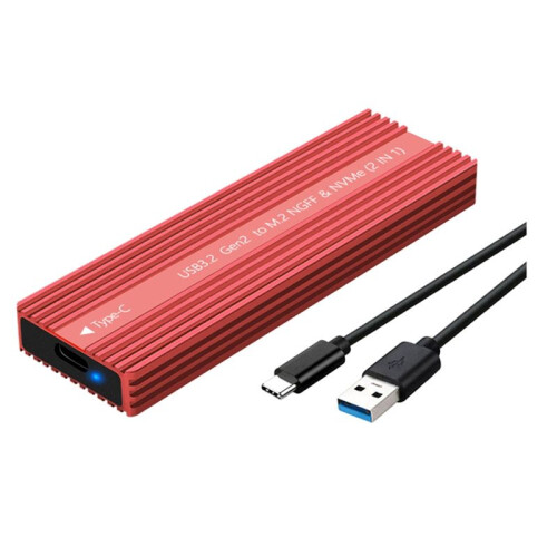 M.2 SSD-Hölje USB 3.2 Type-C Metallhölje med Värmeavledning Stöder /NVMe Dual Protocol Hårddiskbox C