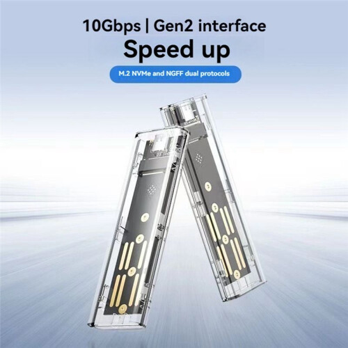 M2 SSD Enclosure M.2 NVMe+NGFF Dual Protocol SSD Enclosure USB 3.2 Gen2 10Gbps Transparent External Drive Case for PC A 1