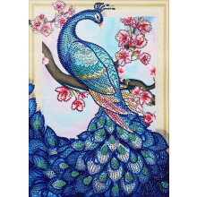 Diamantbroderi Slank Påfugl 47x57 cm