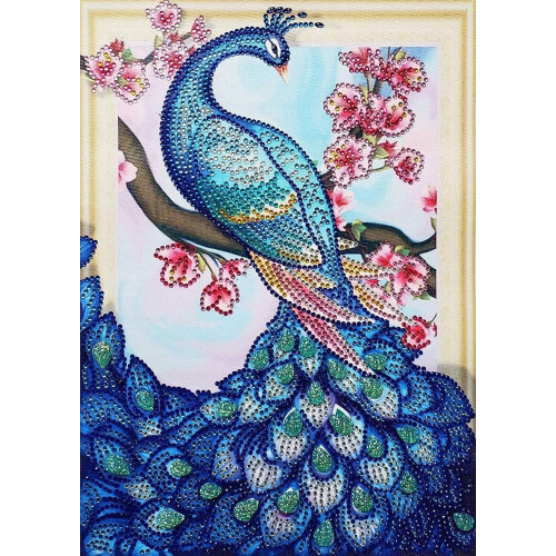 Diamantbroderi Slank Påfugl 47x57 cm