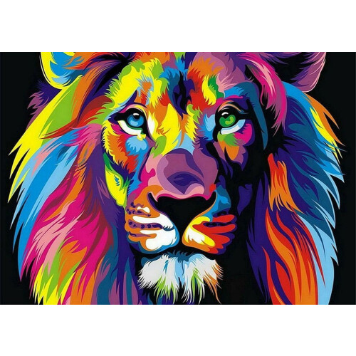 Diamantbroderi Regnbue Løve 40x50