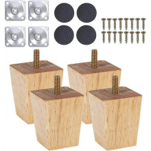 Wooden Furniture Legs, 4 Pieces Conical Wooden Sofa Legs, Replacement Sofa Feet, Wooden Sofa Legs for Sofa TV Bed Dining Walkbee A-F