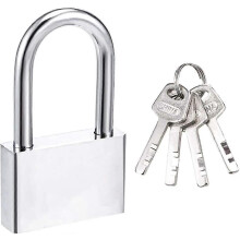 Padlock 50 mm Padlock with 4 keys, Case in Tempered Steel, Long Shackle Diameter 8 mm, Exterior Waterproof Padlock for Locker, Garage, Fence, Garden h
