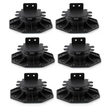 6 Pcs Joist Support Pedestals, Adjustable Decking & Flooring Support Pedestal for Deck, Timber Base Edition