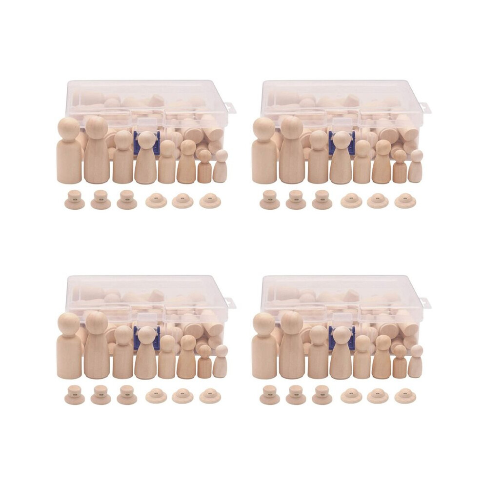 Wooden Peg Dolls, 224Pcs Unfinished Decorative Diy Angel Tiny Doll Bodies Painted Natural Wooden People With Hats 6032516011724
