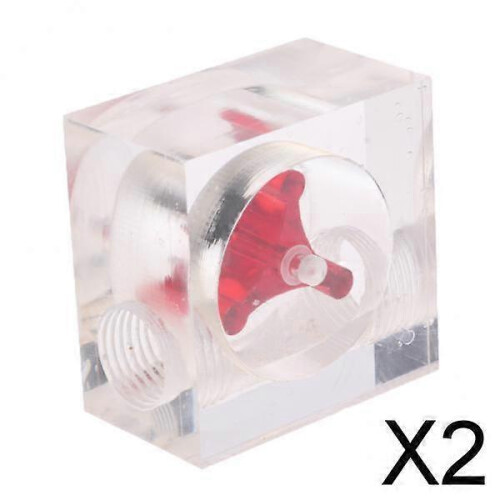 2X Water Meter Acrylic G1/4 Threaded Flow Indicator 2-Ways Square 1
