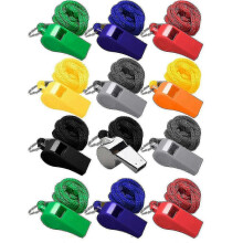 12pcs Colored Sports Whistles with Lanyard Loud Crisp Sound High Decibel Compact Size Portable Refer YVL