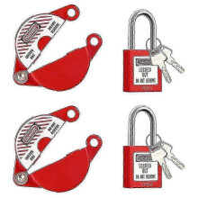 2 Sets Gate Valve Lockout and Padlocks, Valve Lockout Device for 1 to 2-1/2 Inch Diameter Valve Handles YVL