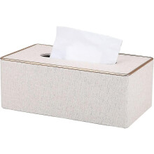 Tissue Box Cover Pu Leather Rectangle Tissue Box Holder For Home Or Office (pearl White) Gift