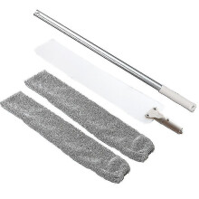 Duster, Adjustable Long Dust Brush And 2 Washable Fabric Covers, Flexible Flat Duster Household Mop For Dirt And Hair, Under The Sofa