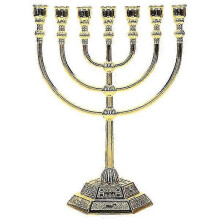 Israel Menorah Temple 7-branch Candle Holder Candelabrum Retro Candle Stand TA