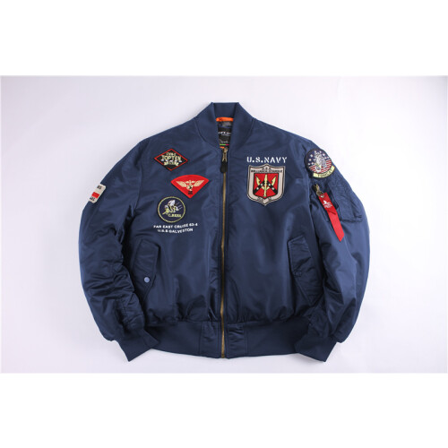 (Blue, M) Vinter retro USAF pilotjacka MA1 bomullskappa parmärkesset