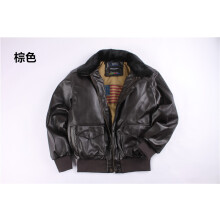 (Brown, L) Retro Unisex Oversized Shearling Pilot Jacket Couple's Leather Motorcycle Coat Fur Collar