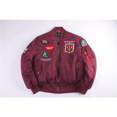 (Red, L) Vinter retro USAF pilotjacka MA1 bomullskappa parmärkesset