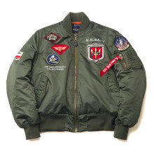 (Green, XS) Vinter retro USAF pilotjacka MA1 bomullskappa parmärkesset