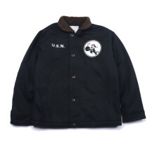 (Dark Blue, S) Herr N-1 däckjacka – American Retro Navy fleece lammull vinterkappa