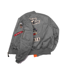 (Gray, XL) MA1 Retro Vintage American Baseball Pilot Jacket Men's Functional Workwear Spring Autumn Trendy Jacket