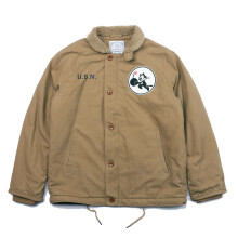 (Khaki, XS) Men's N-1 Deck Jacket – American Retro Navy Fleece Lamb Wool Winter Coat