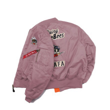 (Pink, XL) MA1 Retro Vintage American Baseball Pilot Jacket Men's Functional Workwear Spring Autumn Trendy Jacket