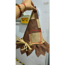 (Gear) Heksehatt, spisshatt, fugleskremsel, heksehatt, karneval, halloween, heksehatt, solsikke, jute-taulapp, jute-hatt