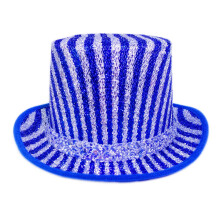 (Royal Blue) Cappello a cilindro a righe, cappello Lincoln colorato, cappello per spettacoli di magia da palcoscenico