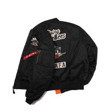 (Black, XXL) MA1 Retro Vintage American Baseball Pilot Jacket Men's Functional Workwear Spring Autumn Trendy Jacket