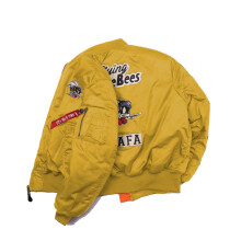 (Yellow, XS) MA1 Retro Vintage American Baseball Pilot Jacket Men's Functional Workwear Spring Autumn Trendy Jacket