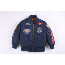 (Dark Blue, 125CM（8T）) Giacca da pilota invernale in cotone spesso per bambini e bambine.