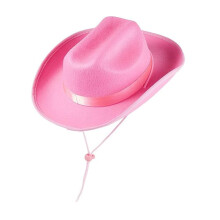(Children's Light Pink) Kids Cream Piped Denim Cowboy Hat Beige Western Style Black & White Denim Hat