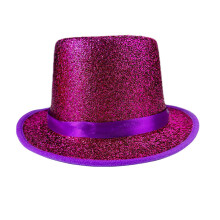 (Purple) Spettacolo teatrale Cappello multicolore Mago Lincoln Cilindro Cappello da palcoscenico Oggetto di scena per costume di scena