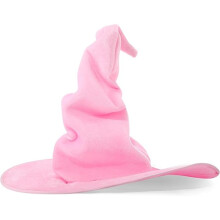 (Pink) Cappello da strega di velluto attorcigliato per Halloween, nero, da mago, stregone o maga, per costume.
