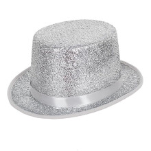 (Silver) Spettacolo teatrale Cappello multicolore Mago Lincoln Cilindro Cappello da palcoscenico Oggetto di scena per costume di scena