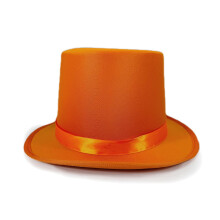 (Knitted Fabric Orange) Stage Show Pink Lincoln Hat Etiquette Hat Magician Costume Cosplay Kit